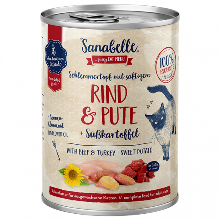 Sanabelle Schlemmertopf mit Rind & Pute 6 x 380 g