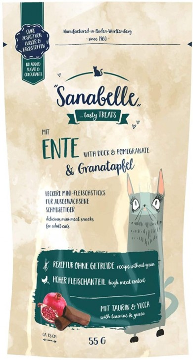 Sanabelle Snack Mini-Fleischsticks Ente & Granatapf 20 x 55 g