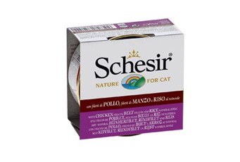 Schesir Cat Natural Hühnerfilet, Rindfilet und Reis 24 x 85 g