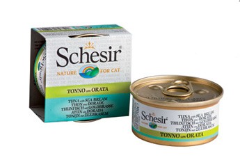 Schesir Cat in Brühe mit Thunfisch und Goldbrasse 24 x 70 g