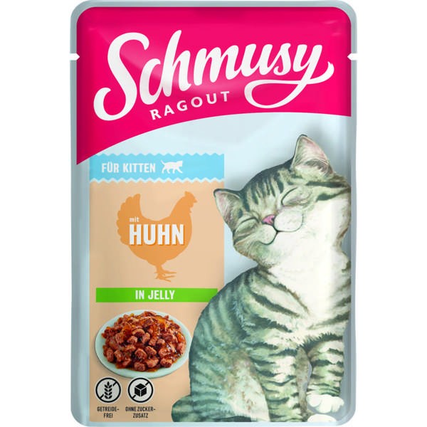 Schmusy Ragout Kitten mit Huhn in Jelly 22 x 100 g