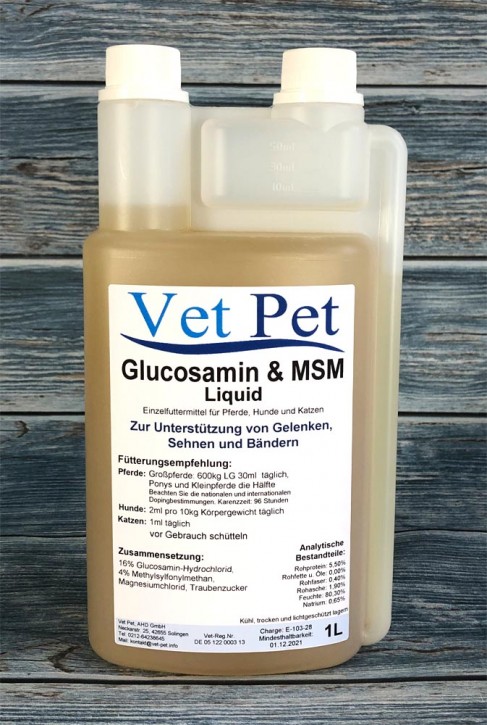 Vet Pet Glucosamin & MSM Liquid 1 Liter oder 2,5 Liter