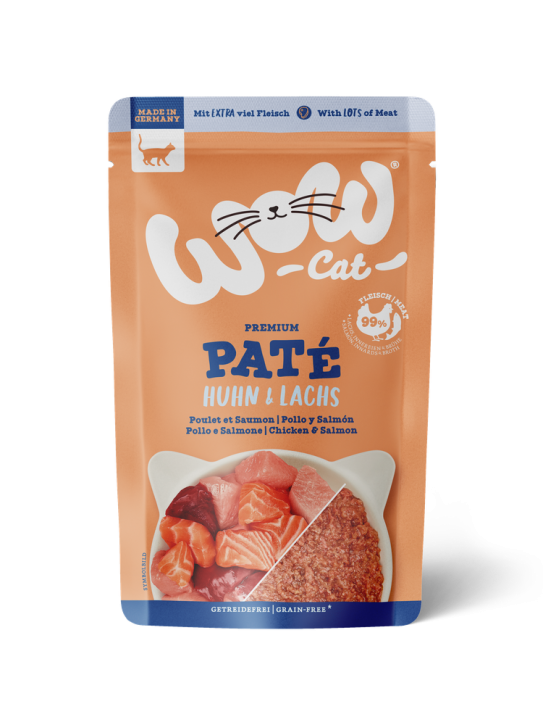 WOW Cat Adult Paté Huhn & Lachs 12 x 125 g