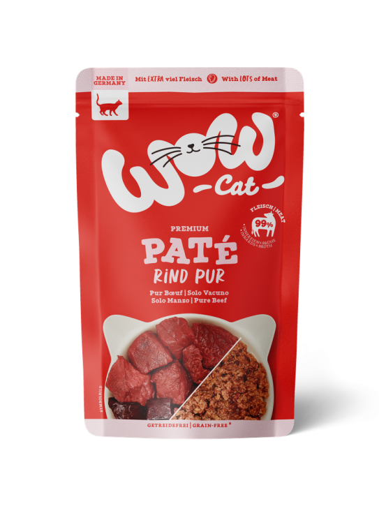 WOW Cat Adult Paté Rind Pur 12 x 125 g