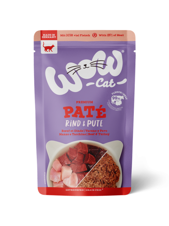 WOW Cat Adult Paté Rind & Pute 12 x 125 g