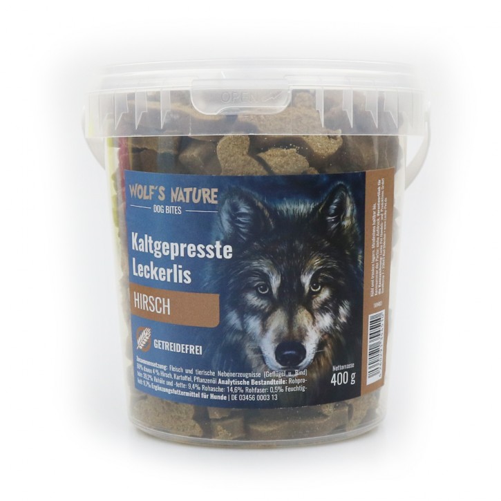 Wolfs Nature Dog bites mit Hirsch 400 g