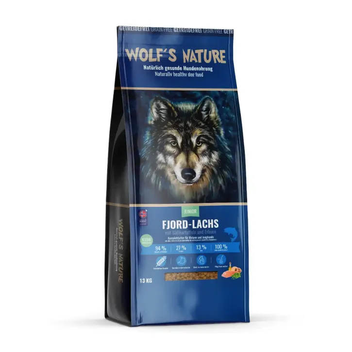 Wolfs Nature Junior mit Lachs 8 kg, 13 kg oder 20 kg