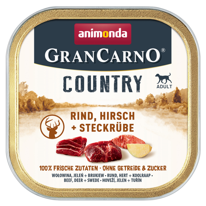 Animonda Dog GranCarno Adult Country Rind, Hirsch & Steckrübe 22 x 150 g